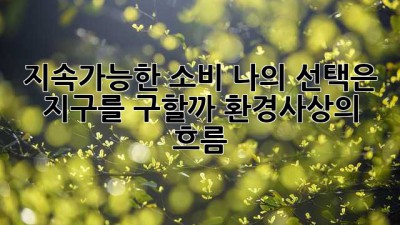 지속가능한 소비, 나의 선택은 지구를 구할까? 환경사상의 흐름